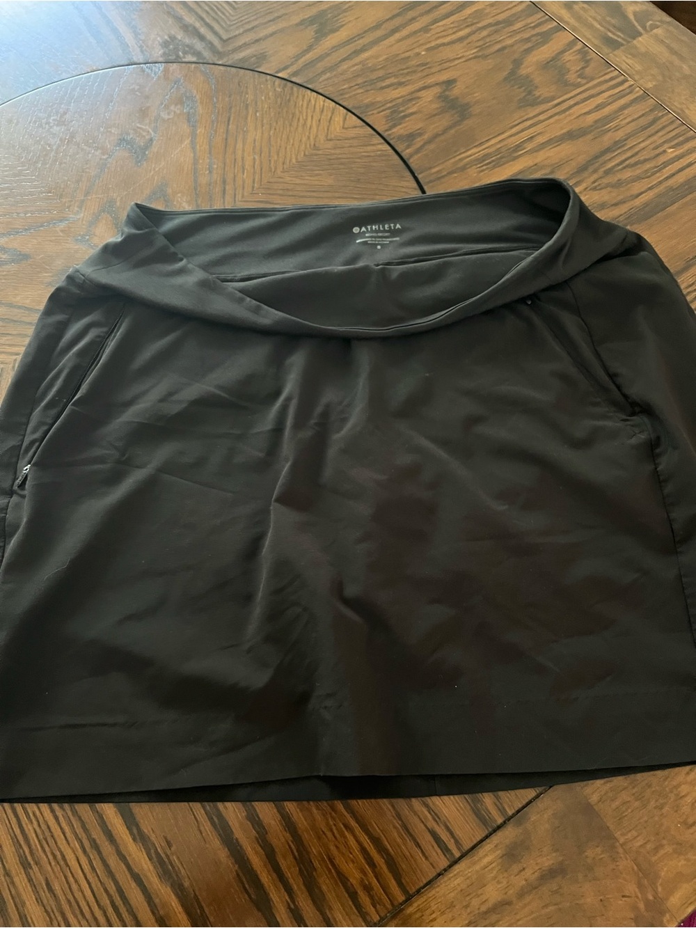 Athleta Women’s Black Athletic Zip Pocket Stretch Solid Skort, Regular 8 # 594